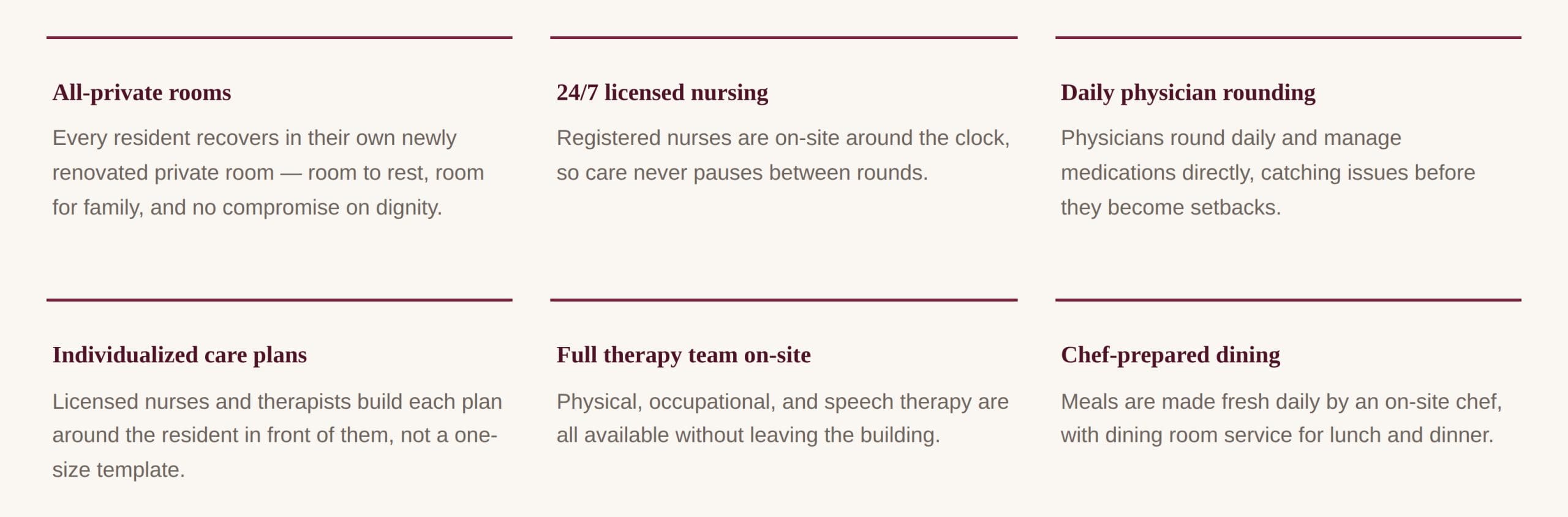 A graphic for Wiley Mission's Subacute Practice that shows the attributes of the rehad